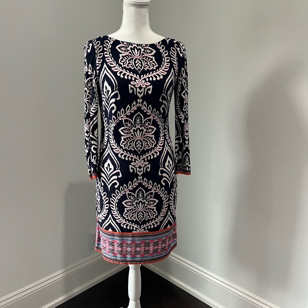 Vince Camuto Navy and White Multi colored Dress